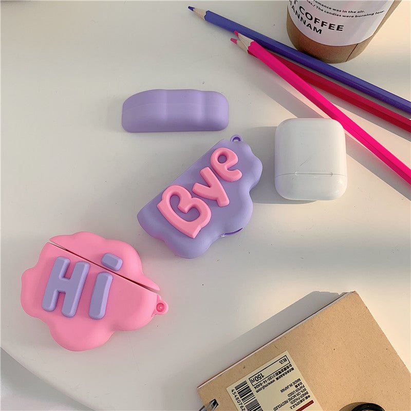 AirPod 2 Case 3D HI BYE Cloud Letter Cartoon Soft Silicone Wireless Earphone Cases For Airpods Case Cute Cover - NeoTech
