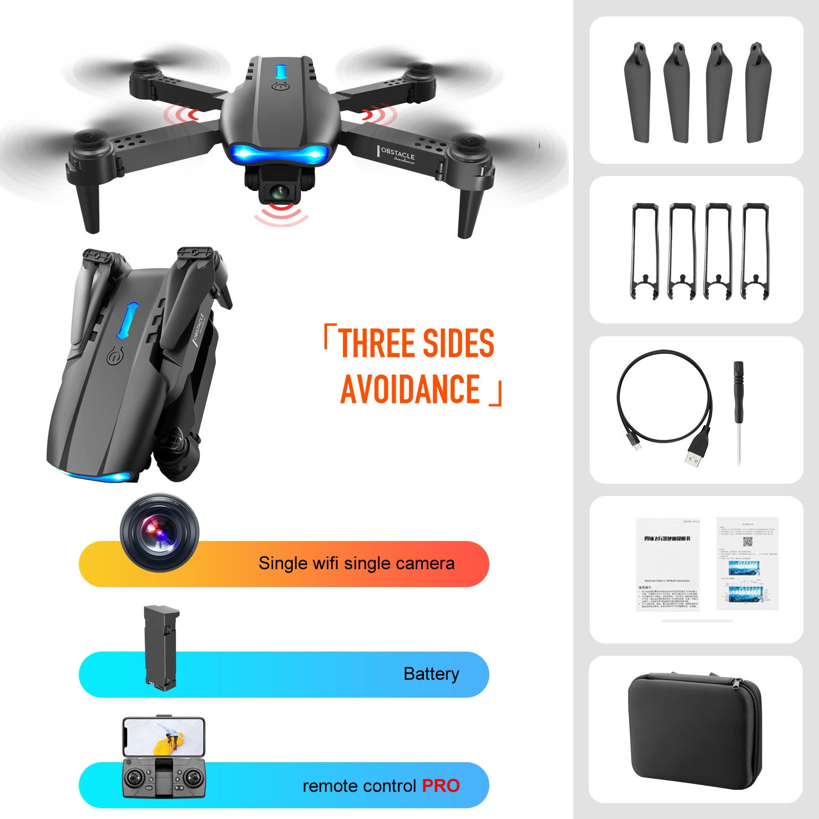 4K Dual Camera Remote Control Three - sided Obstacle Avoidance Drone - NeoTech