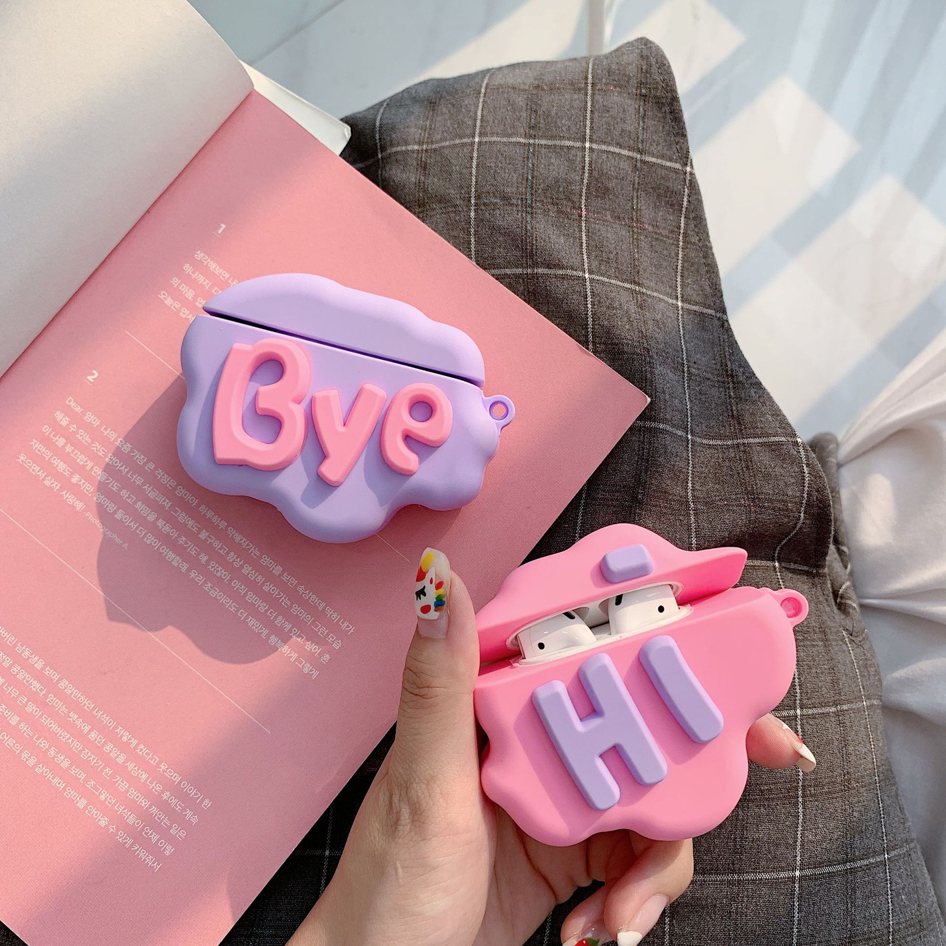 AirPod 2 Case 3D HI BYE Cloud Letter Cartoon Soft Silicone Wireless Earphone Cases For Airpods Case Cute Cover - NeoTech