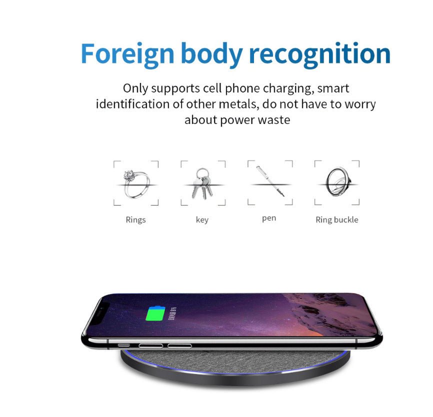 Qi Standard Ultra - Thin Fabric Aluminum Alloy Fast Charge Wireless Charger 15W Fast Charge Fast Charger Disc Wireless Charger - NeoTech