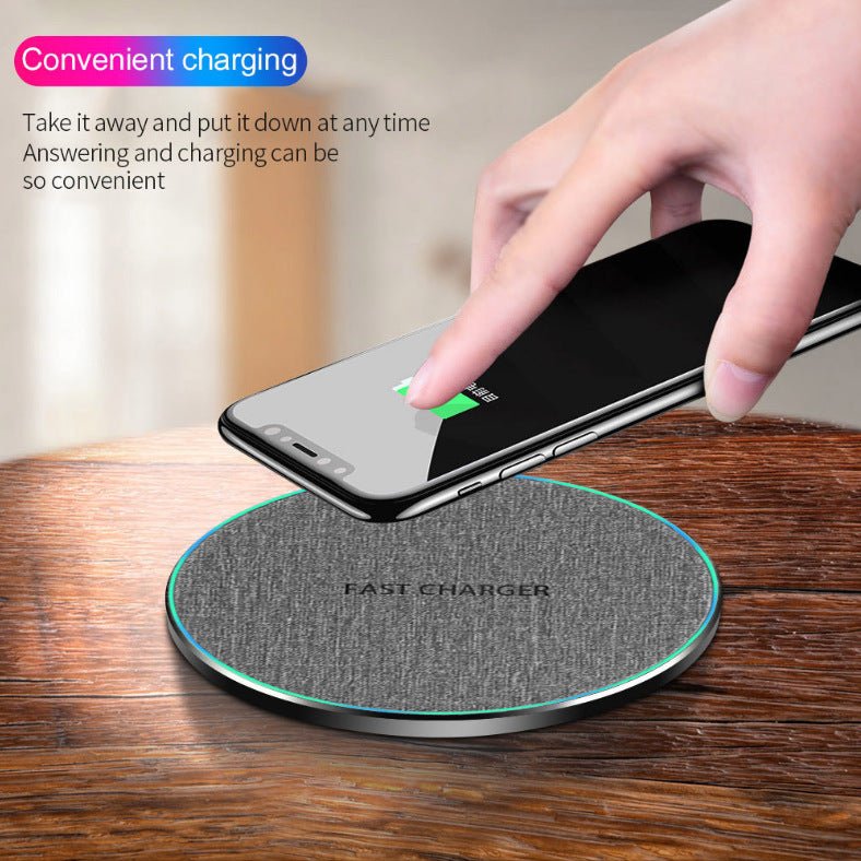 Qi Standard Ultra - Thin Fabric Aluminum Alloy Fast Charge Wireless Charger 15W Fast Charge Fast Charger Disc Wireless Charger - NeoTech
