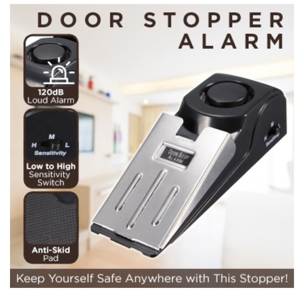 Electronic Burglar Alarm Intelligent Home Security Wedge Door Stop Alarm System Device Hotel Intruder Alert Detection - NeoTech