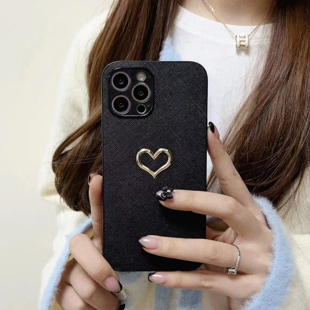 Simple Bronzing Heart Leather Phone Case - NeoTech