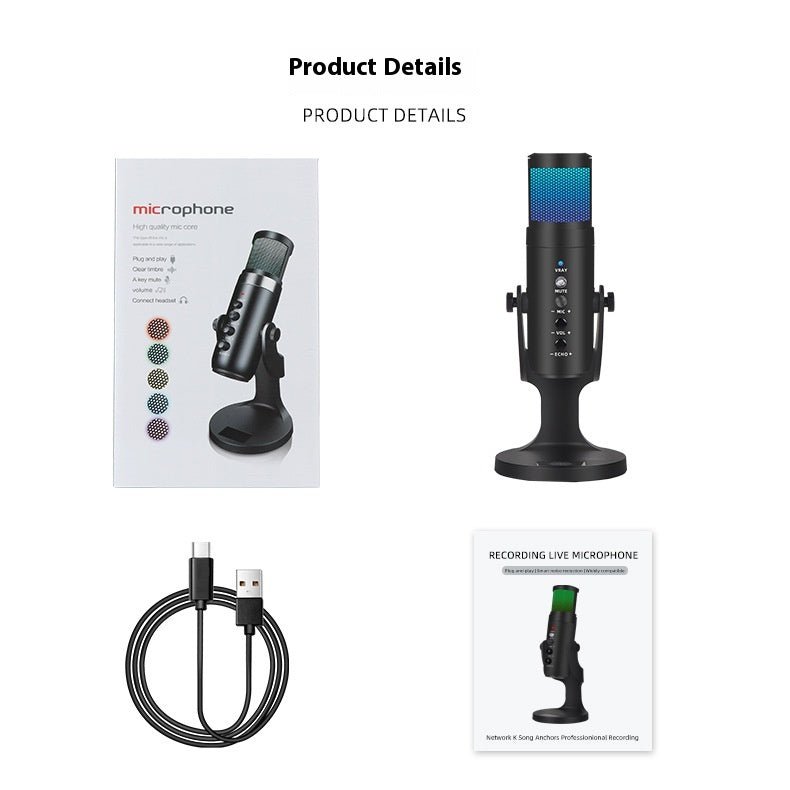 RGB Colorful Breathing Ambience Light USB Condenser Microphone - NeoTech