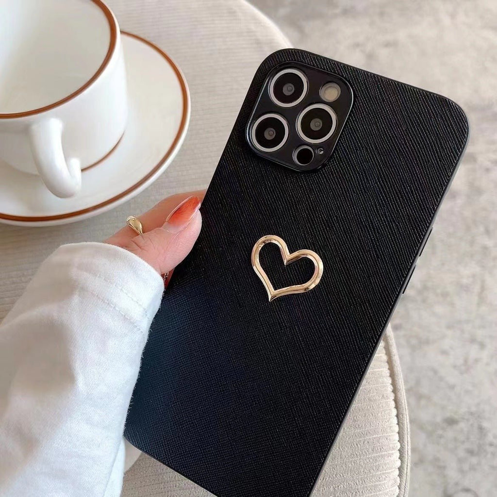 Simple Bronzing Heart Leather Phone Case - NeoTech