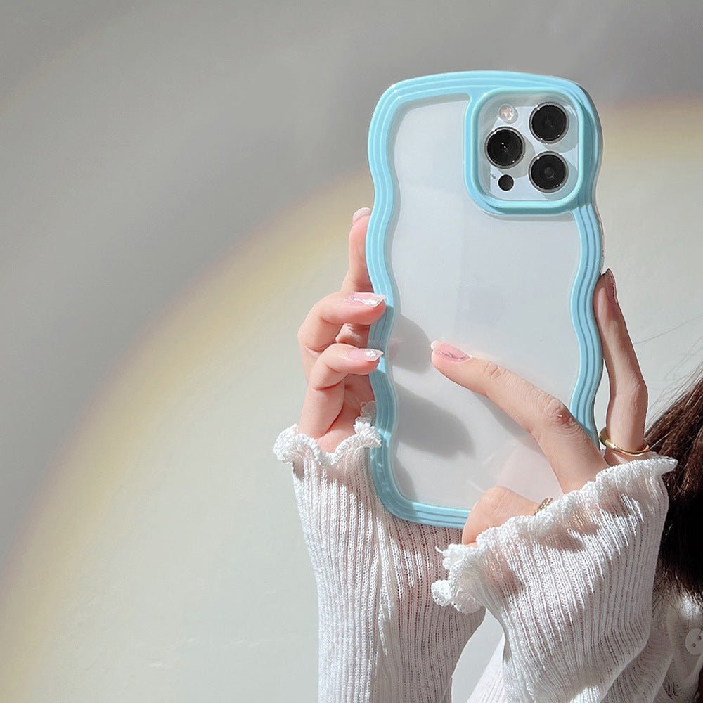 Wave Border Mobile Phone Case Solid Color Simple Candy Color - NeoTech