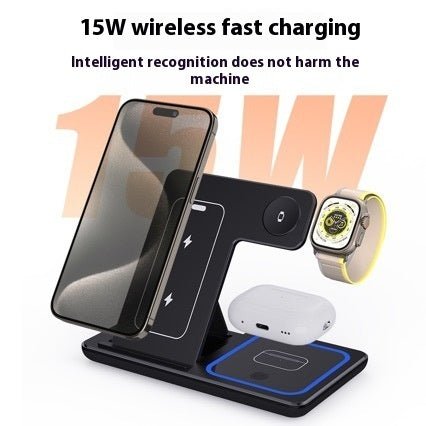 15W 3 In 1 LED Fast Wireless Charger Stand Foldable Charging Station For Smart Phone 15 14 13 12 11 IWatch 9 8 7 6 5 Airpods Pro - NeoTech