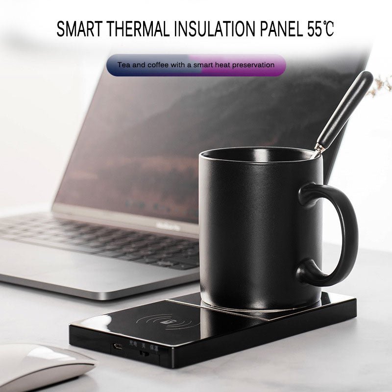 2 In 1 Heating Mug Cup Warmer Electric Wireless Charger For Home Office Coffee Milk - NeoTech