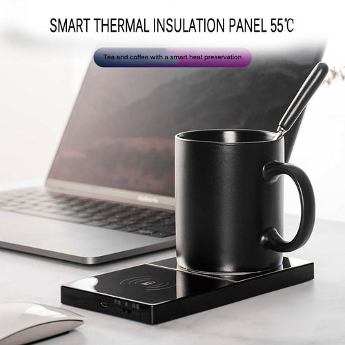 2 In 1 Heating Mug Cup Warmer Electric Wireless Charger For Home Office Coffee Milk - NeoTech