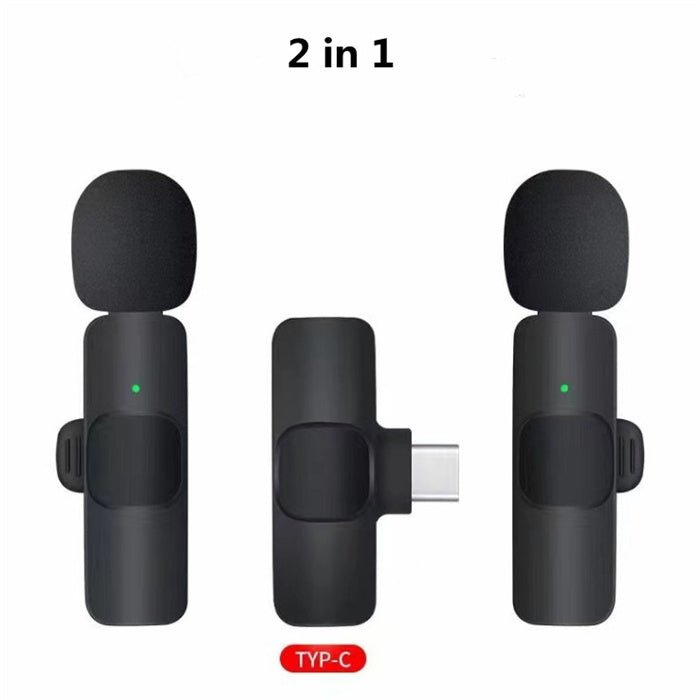 Wireless Lavalier Microphone Portable Audio Video Recording Mini Mic For I Phone Android Long Battery Life Live Broadcast Gaming - NeoTech