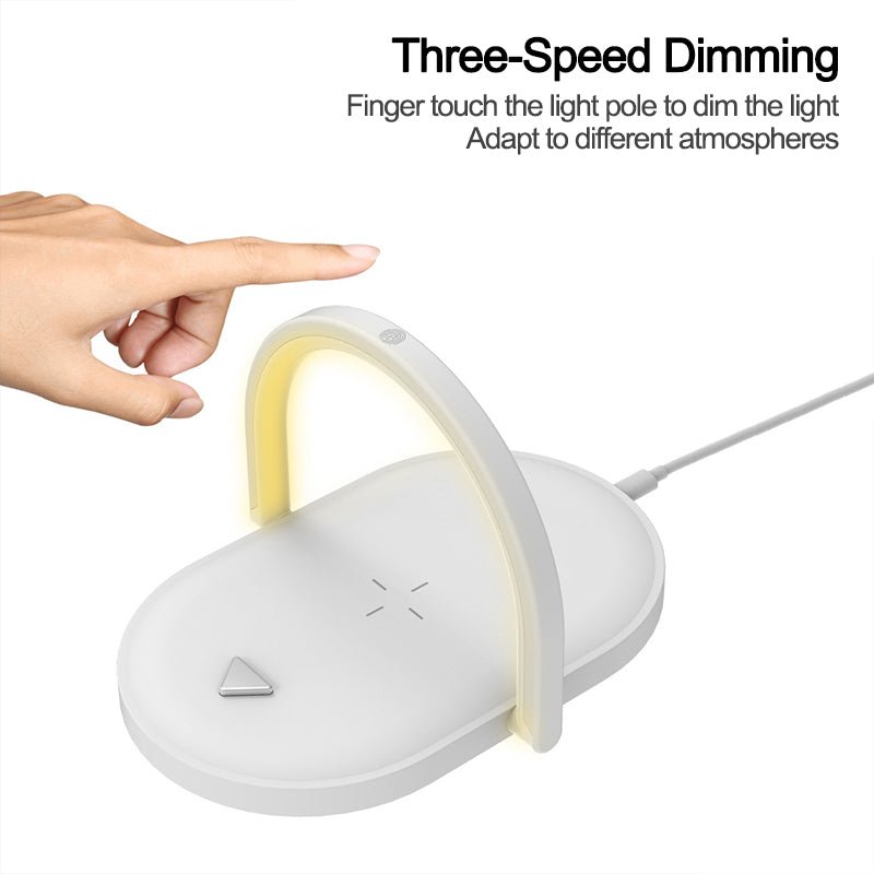 3 In 1 Foldable Wireless Charger Night Light Wireless Charging Station Stonego LED Reading Table Lamp 15W Fast Charging Light - NeoTech