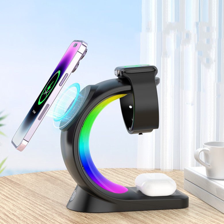 4 In 1 Magnetic Wireless Charger Fast Charging For Smart Phone Atmosphere Light Charging Station For Airpods Pro I - phone Watch - NeoTech
