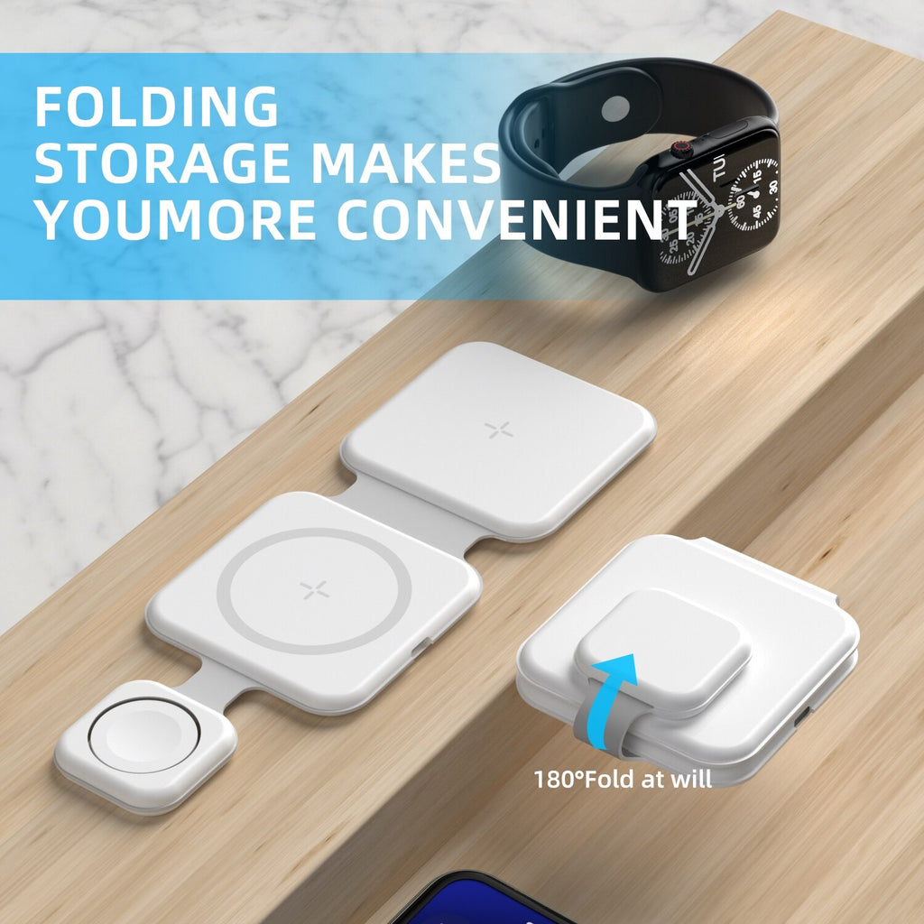 3 In 1 Magnetic Foldable Wireless Charger Charging Station Multi - device Folding Cell Phone Wireless Charger Gadgets - NeoTech