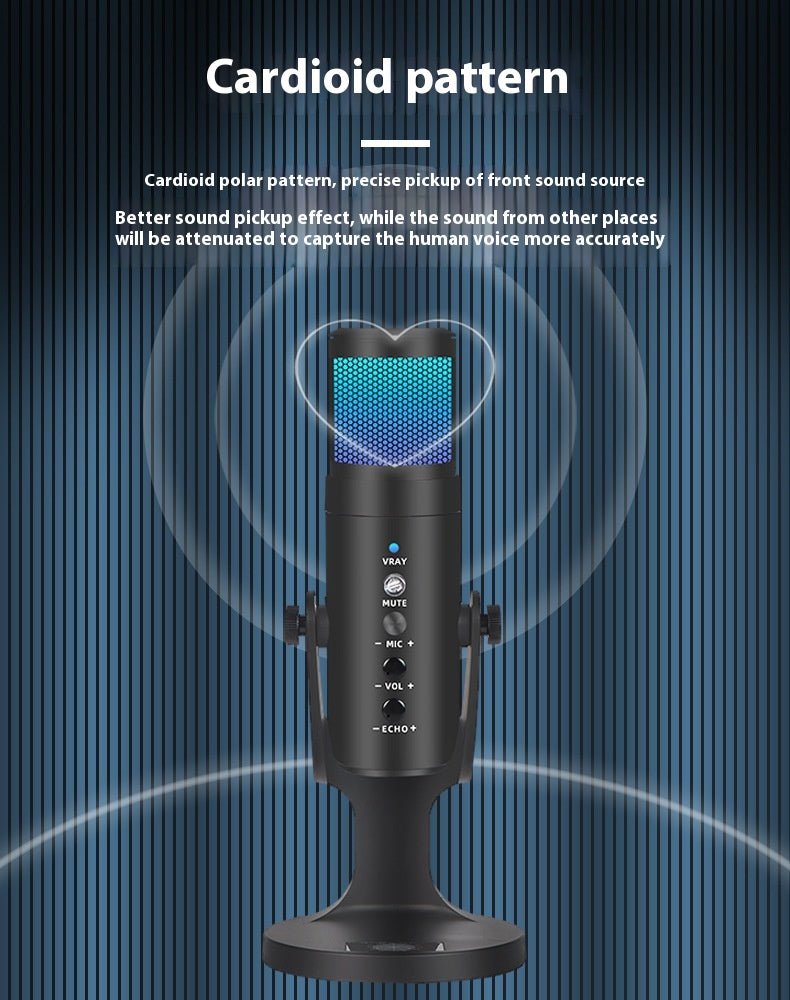 RGB Colorful Breathing Ambience Light USB Condenser Microphone - NeoTech