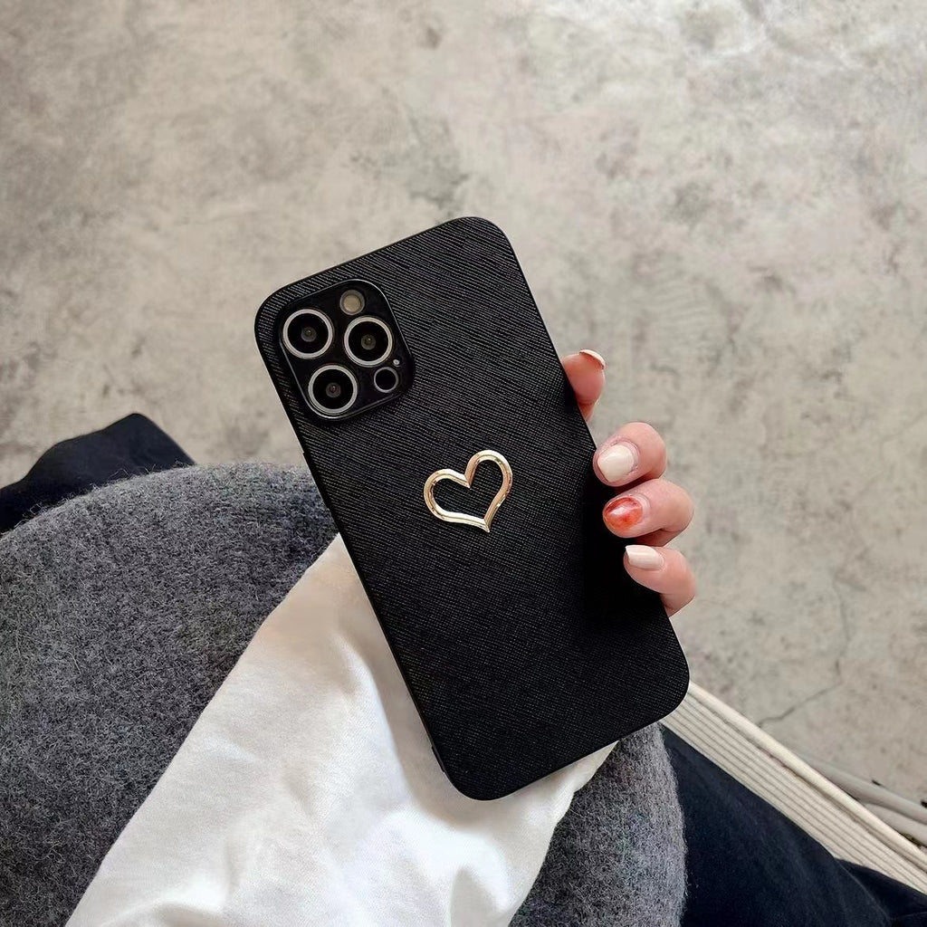 Simple Bronzing Heart Leather Phone Case - NeoTech