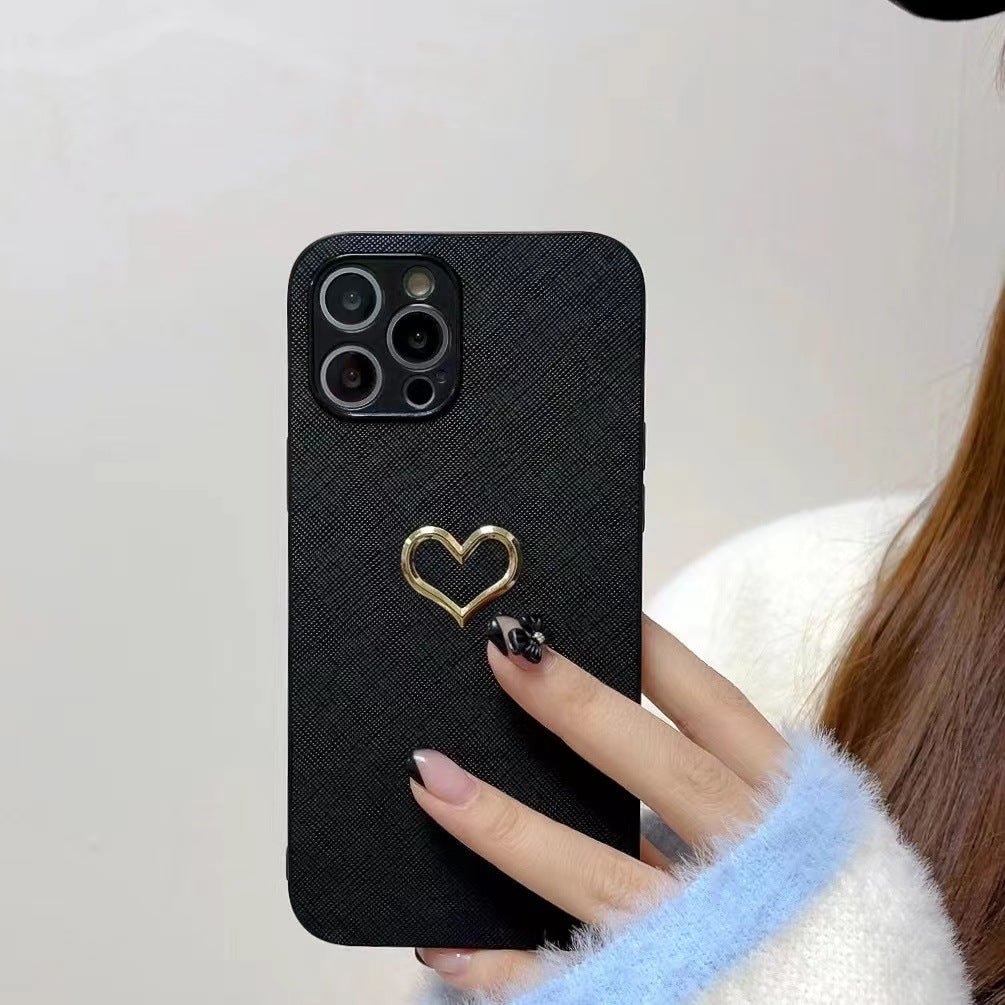 Simple Bronzing Heart Leather Phone Case - NeoTech