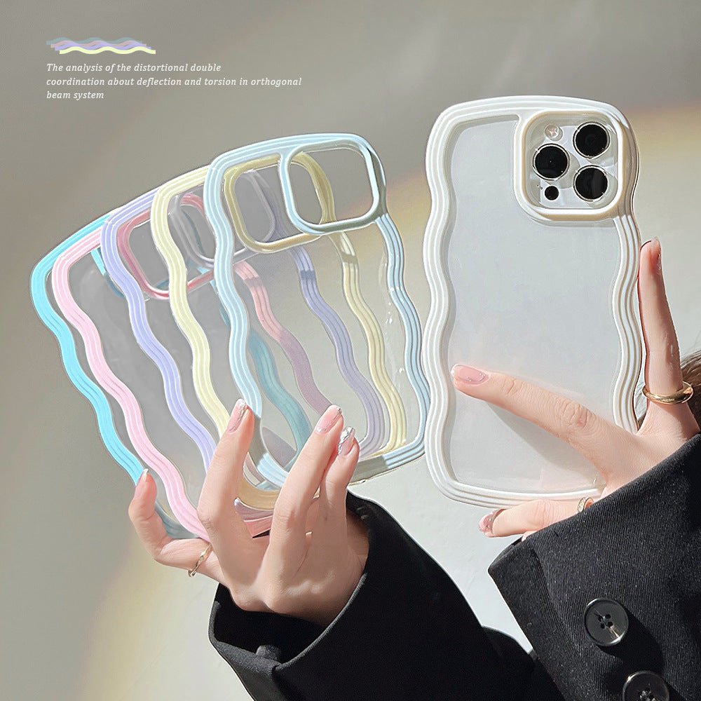 Wave Border Mobile Phone Case Solid Color Simple Candy Color - NeoTech