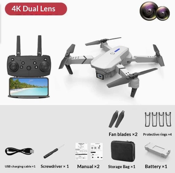 E88 Drone Aerial Photography HD 4K Dual Camera Remote Control Airplane Toy - NeoTech