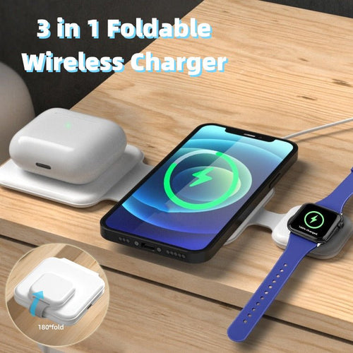 3 In 1 Magnetic Foldable Wireless Charger Charging Station Multi - device Folding Cell Phone Wireless Charger Gadgets - NeoTech