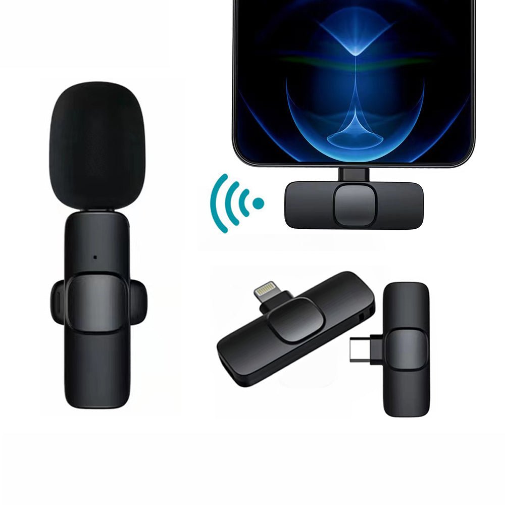 Wireless Lavalier Microphone Portable Audio Video Recording Mini Mic For I Phone Android Long Battery Life Live Broadcast Gaming - NeoTech