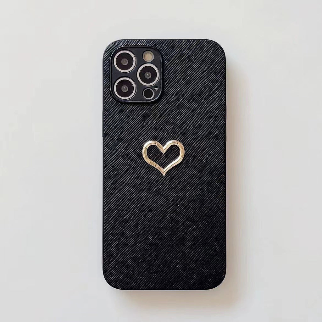 Simple Bronzing Heart Leather Phone Case - NeoTech