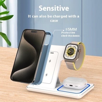 15W 3 In 1 LED Fast Wireless Charger Stand Foldable Charging Station For Smart Phone 15 14 13 12 11 IWatch 9 8 7 6 5 Airpods Pro - NeoTech