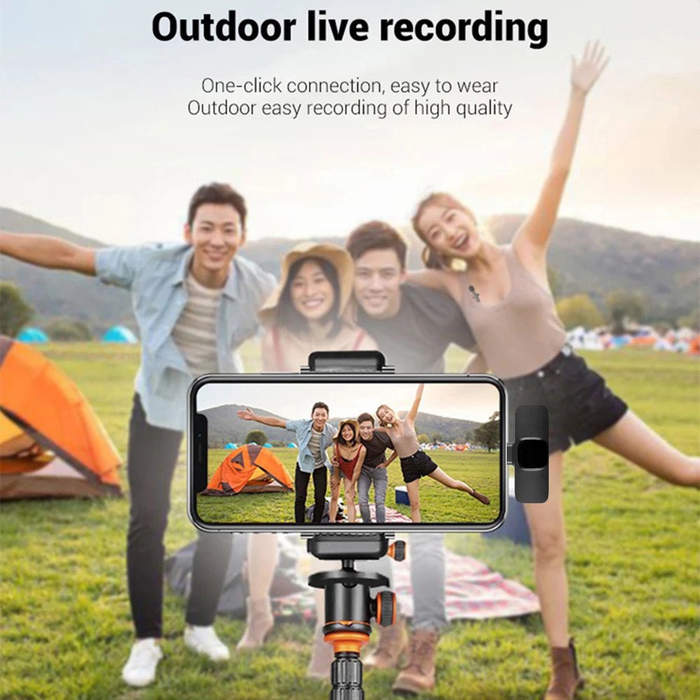Wireless Lavalier Microphone Portable Audio Video Recording Mini Mic For I Phone Android Long Battery Life Live Broadcast Gaming - NeoTech