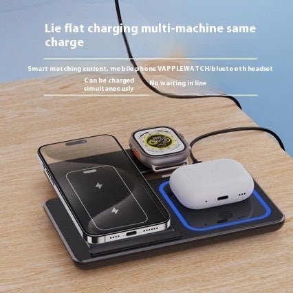 15W 3 In 1 LED Fast Wireless Charger Stand Foldable Charging Station For Smart Phone 15 14 13 12 11 IWatch 9 8 7 6 5 Airpods Pro - NeoTech