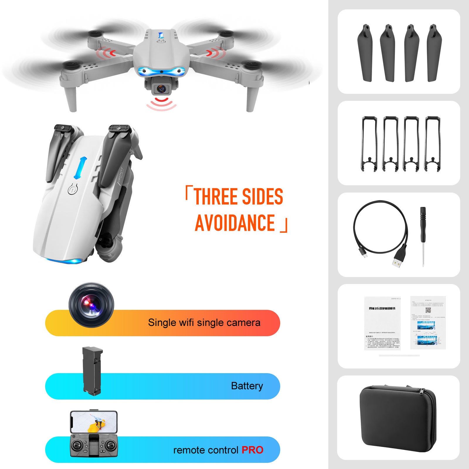4K Dual Camera Remote Control Three - sided Obstacle Avoidance Drone - NeoTech