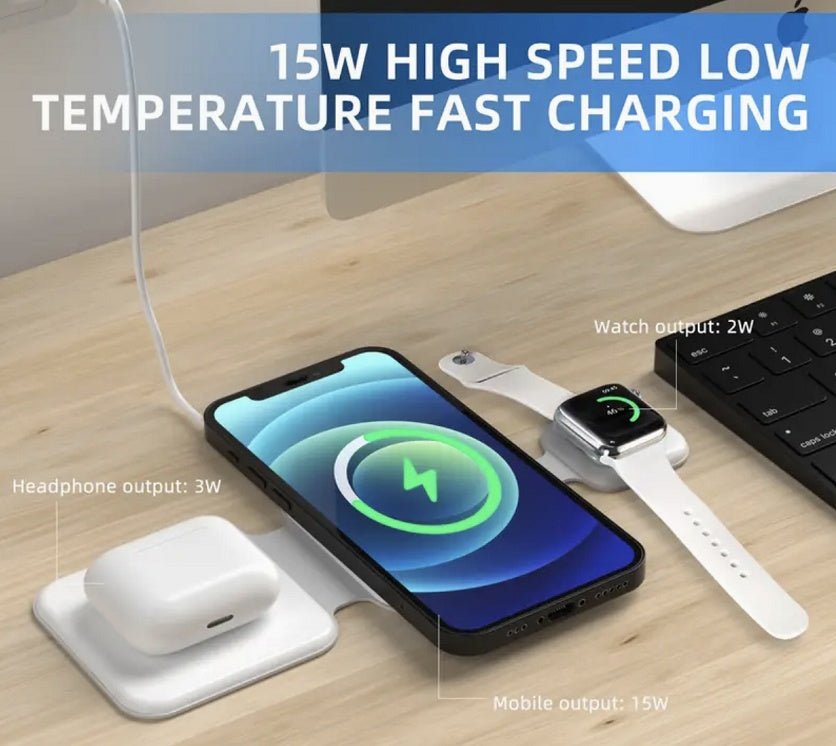 3 In 1 Magnetic Foldable Wireless Charger Charging Station Multi - device Folding Cell Phone Wireless Charger Gadgets - NeoTech