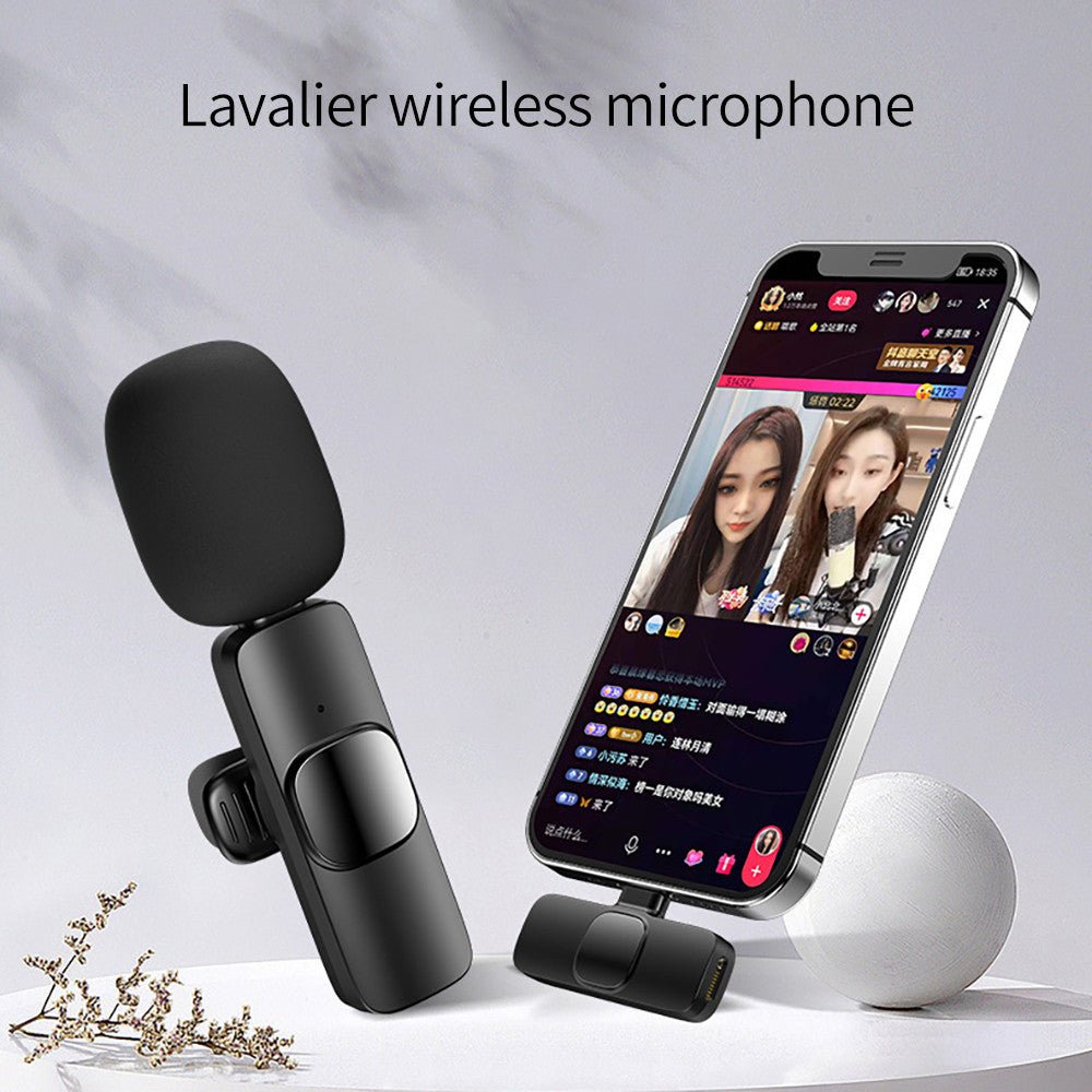 Wireless Lavalier Microphone Portable Audio Video Recording Mini Mic For I Phone Android Long Battery Life Live Broadcast Gaming - NeoTech