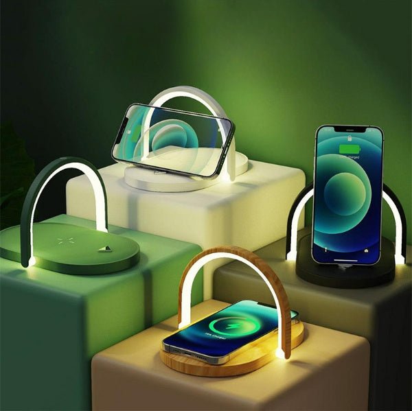 3 In 1 Foldable Wireless Charger Night Light Wireless Charging Station Stonego LED Reading Table Lamp 15W Fast Charging Light - NeoTech