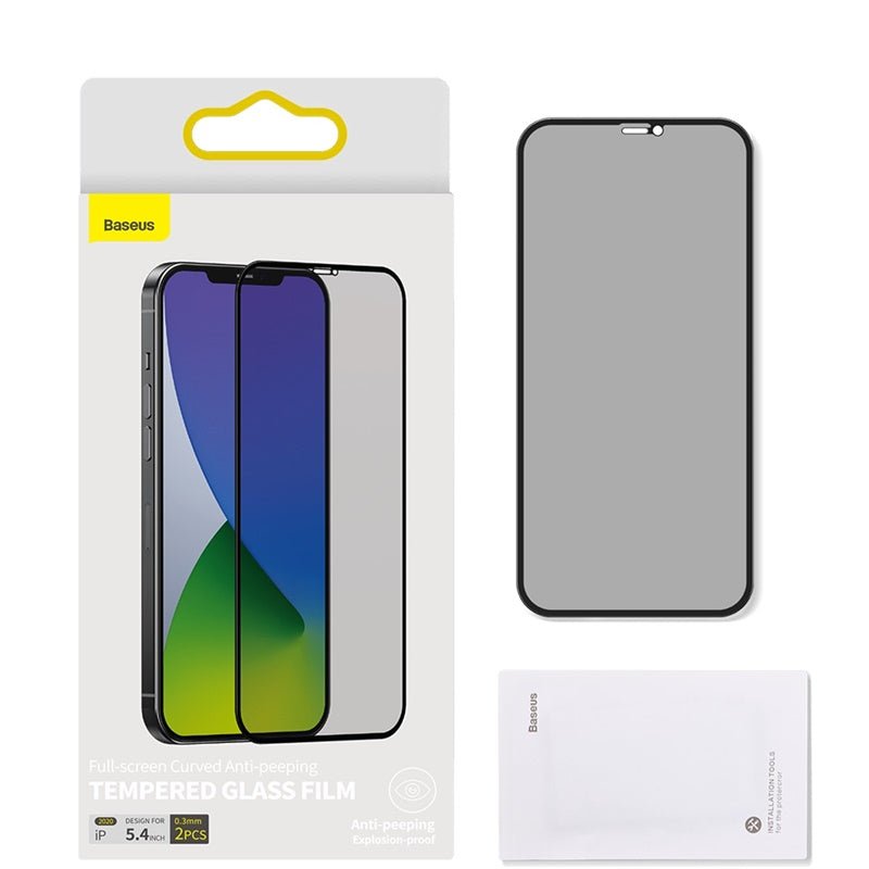 0.3mm Full Screen Curved Privacy Tempered Tempered Film For IP 5.4 Inch Two Pieces Black - NeoTech
