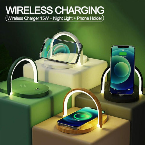 3 In 1 Foldable Wireless Charger Night Light Wireless Charging Station Stonego LED Reading Table Lamp 15W Fast Charging Light - NeoTech