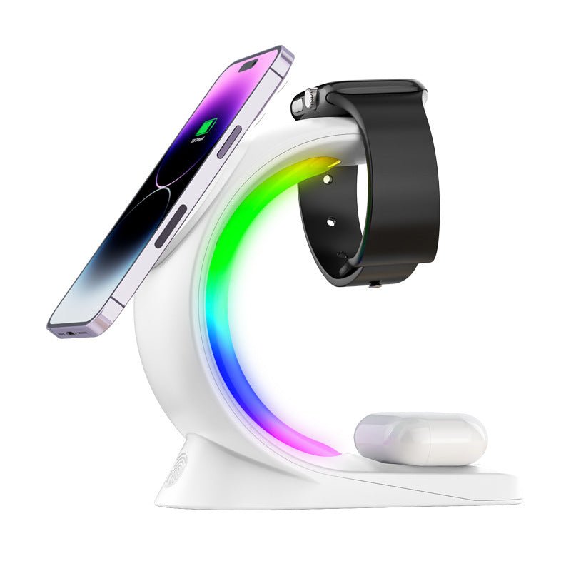 4 In 1 Magnetic Wireless Charger Fast Charging For Smart Phone Atmosphere Light Charging Station For Airpods Pro I - phone Watch - NeoTech