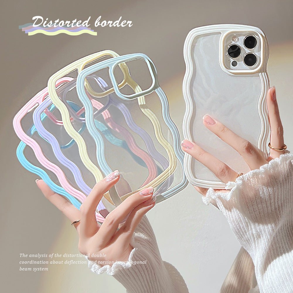 Wave Border Mobile Phone Case Solid Color Simple Candy Color - NeoTech
