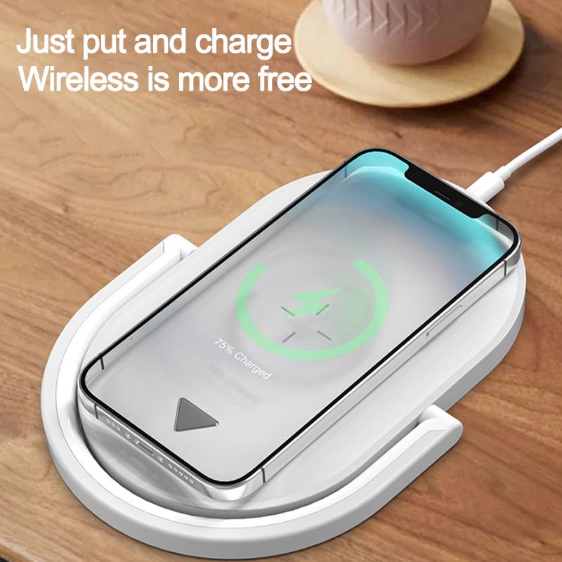 3 In 1 Foldable Wireless Charger Night Light Wireless Charging Station Stonego LED Reading Table Lamp 15W Fast Charging Light - NeoTech