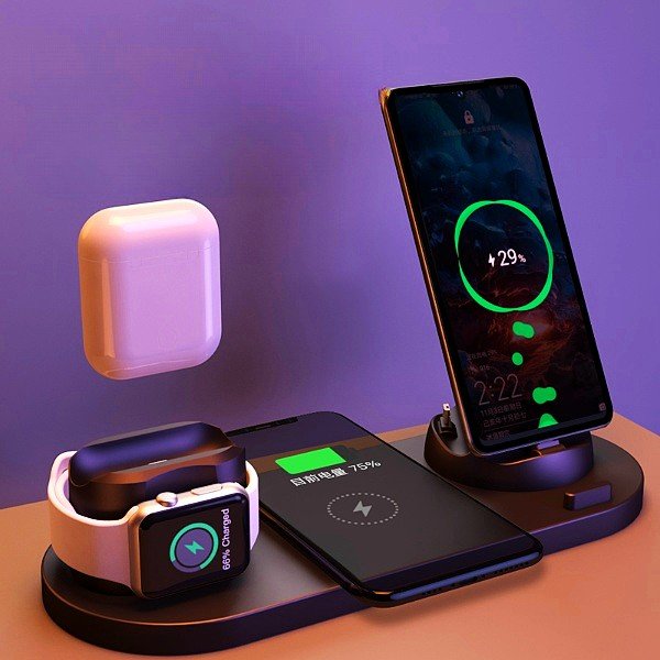 Wireless Charger For IPhone Fast Charger For Phone Fast Charging Pad For Phone Watch 6 In 1 Charging Dock Station - NeoTech